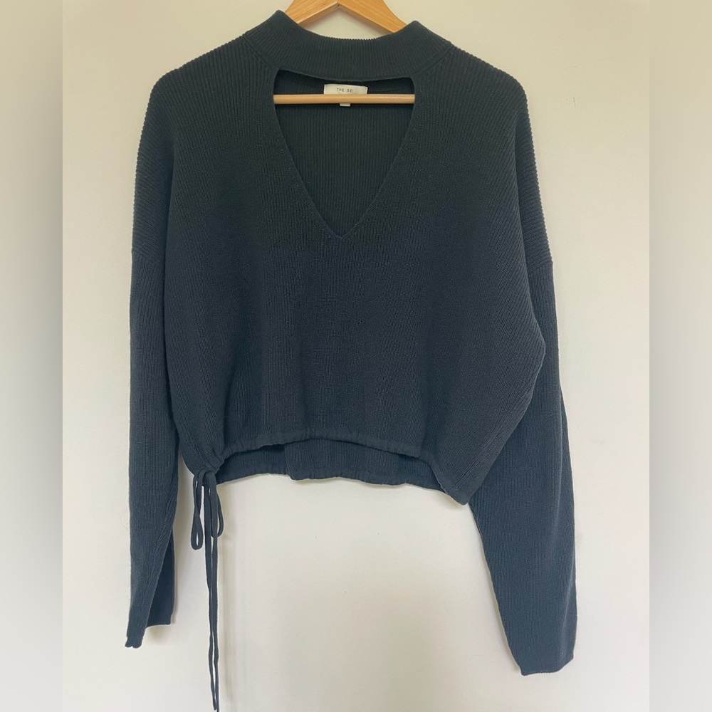 Navy Sweater with V-cutout